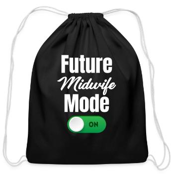 Future Midwife Mode On Pre-med Childbirth - Cotton Drawstring Bag - black - Front