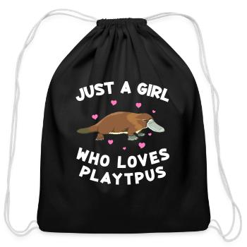 Just a girl who loves platypus funny Platypus - Cotton Drawstring Bag - black - Front