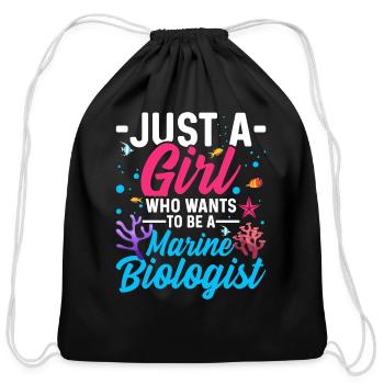 Marine Biology Girl Ocean Saver - Cotton Drawstring Bag - black - Front