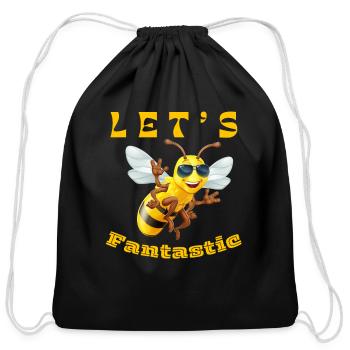LET S BEE FANTASTIC - Cotton Drawstring Bag - black - Front