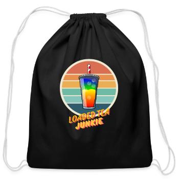 Loaded Tea Junkie - Cotton Drawstring Bag - black - Front