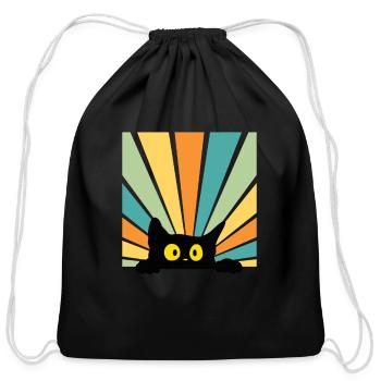 funny cat - Cotton Drawstring Bag - black - Front