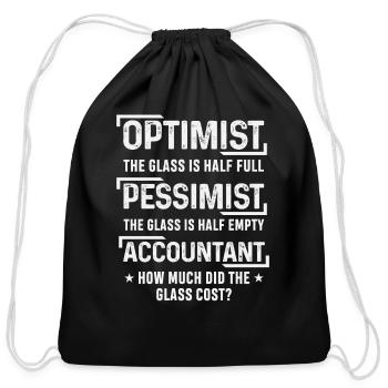 Accountant Funny Accounting Optimist Pessimist - Cotton Drawstring Bag - black - Front