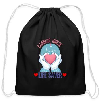 Cardiac Nurse Life Saver - Cotton Drawstring Bag - black - Front