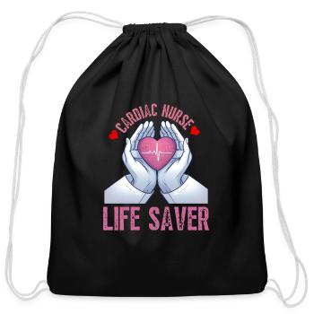 Cardiac Nurse Life Saver - Cotton Drawstring Bag - black - Front