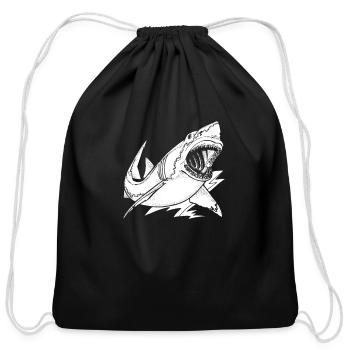 Huge Shark Bite Deep Sea Creature - Funny Ocean - Cotton Drawstring Bag - black - Front
