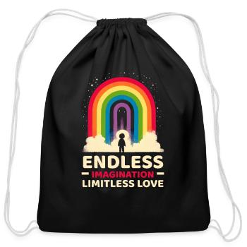 AuDHD Autism ADHD Autistic Spectrum Neurodiversity - Cotton Drawstring Bag - black - Front