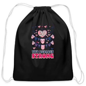 20 Years Anniversary Two Decades Strong - Cotton Drawstring Bag - black - Front