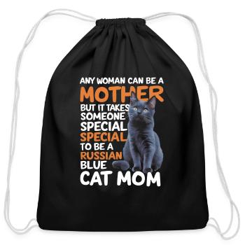 Any Woman Can Be A Mother Russian Blue - Cotton Drawstring Bag - black - Front