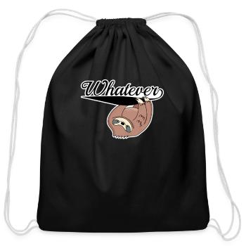Sloth Whatever Funny Lazy Animal Low Energy Humor - Cotton Drawstring Bag - black - Front