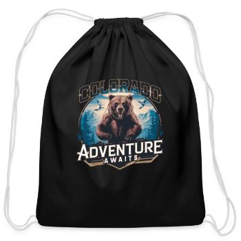 Colorado Wildlife Adventure Awaits for a - Cotton Drawstring Bag - black - Front