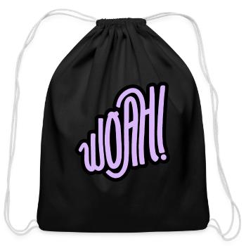 woah surprise - Cotton Drawstring Bag - black - Front