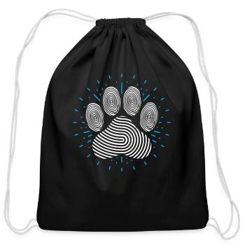 Dog Paw Funny Animal Pawprint Humor Pet Lover - Cotton Drawstring Bag - black - Front