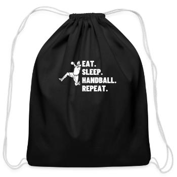 Eat Sleep Handball Repeat Funny Handball - Cotton Drawstring Bag - black - Front