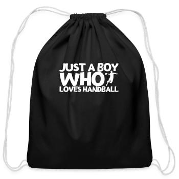 Handball Player Just A Boy Who Loves Handball - Cotton Drawstring Bag - black - Front