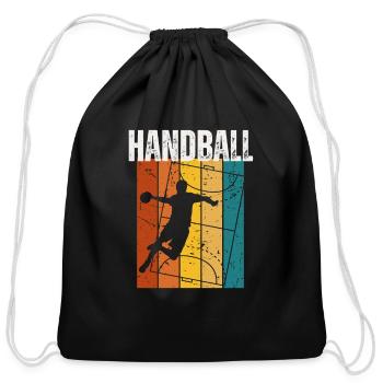 Handball Player Vintage Retro 70s Design Handball - Cotton Drawstring Bag - black - Front