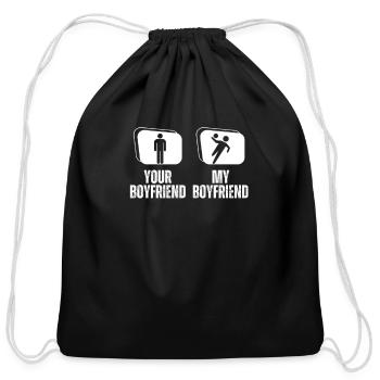 Handball Your Boyfriend My Boyfriend Funny - Cotton Drawstring Bag - black - Front