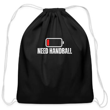 Need Handball Low Battery Funny Handball - Cotton Drawstring Bag - black - Front