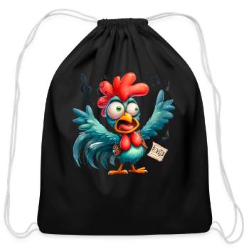 Animal Halloween Rooster Scary Surprise - Cotton Drawstring Bag - black - Front