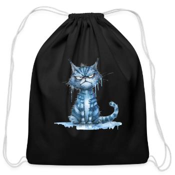 Funny Cat - Cotton Drawstring Bag - black - Front