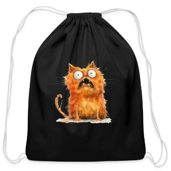 Funny Cat - Cotton Drawstring Bag - black - Front