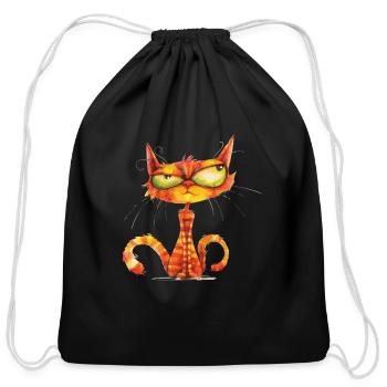 Funny Cat - Cotton Drawstring Bag - black - Front