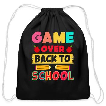 Game Over Back To School Funny Student Gamer - Cotton Drawstring Bag - black - Front