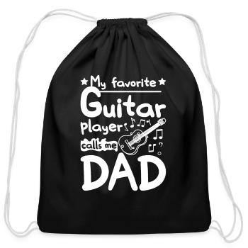 Fathers day my favorite guitar player calls me dad - Cotton Drawstring Bag - black - Front