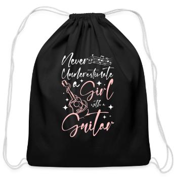 Never underestimate a girl with a guitar - Cotton Drawstring Bag - black - Front