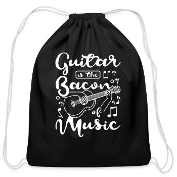 Guitar is the bacon of music - Cotton Drawstring Bag - black - Front