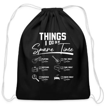 Things I do in my spare time playing guitar - Cotton Drawstring Bag - black - Front