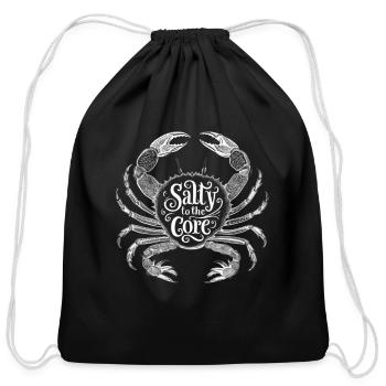 Salty To The Core Crab - Cotton Drawstring Bag - black - Front
