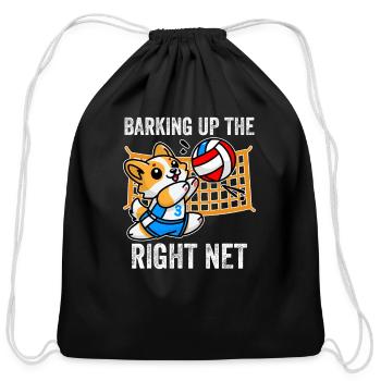 Barking Up the Right Net Funny Corgi Dog Humor - Cotton Drawstring Bag - black - Front