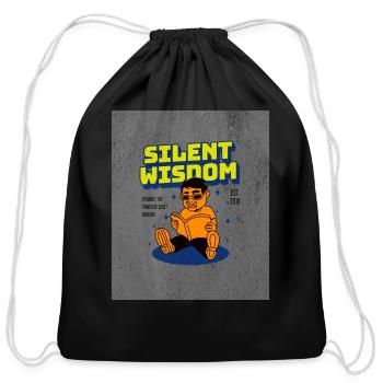 Silent Wisdom - Cotton Drawstring Bag - black - Front