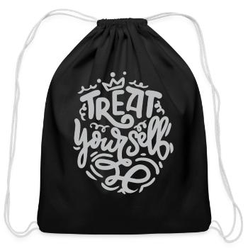 Treat Youself Like King Queen Selflove Caring - Cotton Drawstring Bag - black - Front