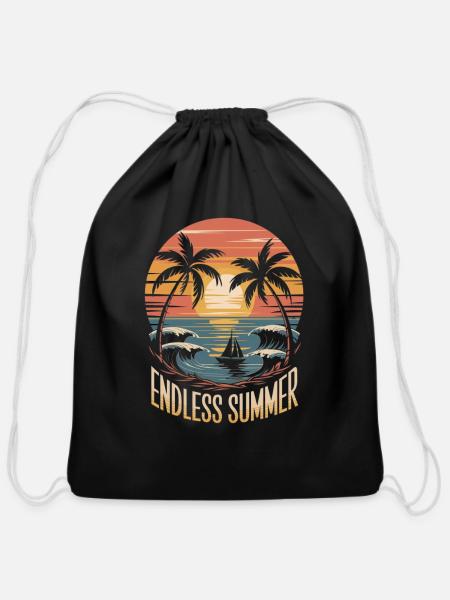 Endless Summer - Cotton Drawstring Bag - black