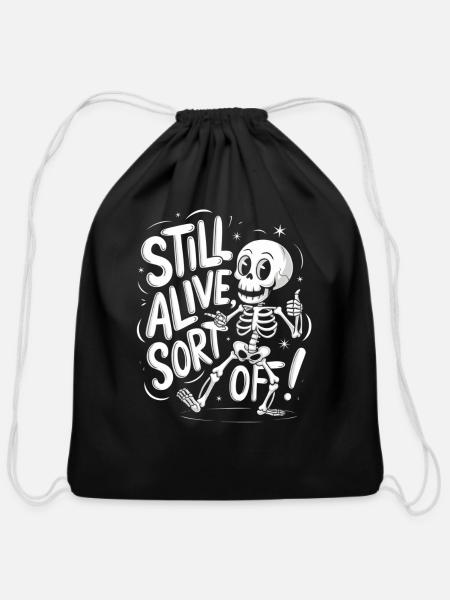 Skeletal Spirit - Cotton Drawstring Bag - black