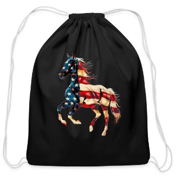 Horse - Cotton Drawstring Bag - black - Front