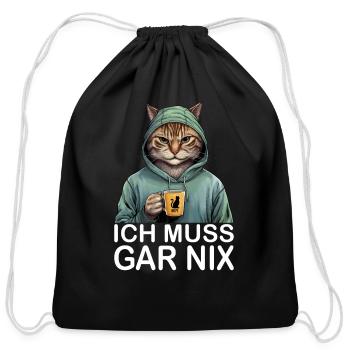 Funny Cat - Cotton Drawstring Bag - black - Front