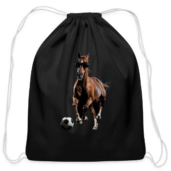 Horse - Cotton Drawstring Bag - black - Front
