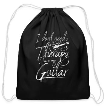 I don't need therapy I have my guitar - Cotton Drawstring Bag - black - Front