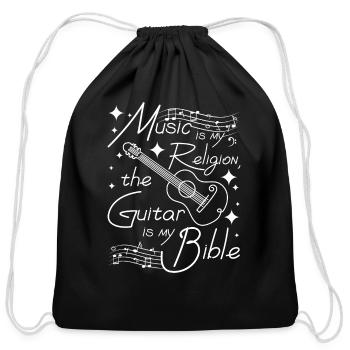 Music is my religion the guitar is my bible - Cotton Drawstring Bag - black - Front