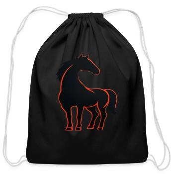 Black horse design - Cotton Drawstring Bag - black - Front