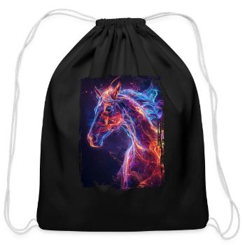 Horse - Cotton Drawstring Bag - black - Front