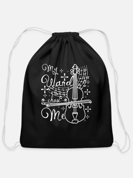 My wand chose me viola player - Cotton Drawstring Bag - black