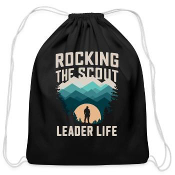 Scout Leader Scouting Campfire Camping Tent - Cotton Drawstring Bag - black - Front