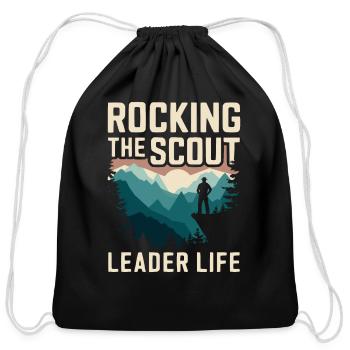 Scout Leader Scouting Campfire Camping Tent - Cotton Drawstring Bag - black - Front