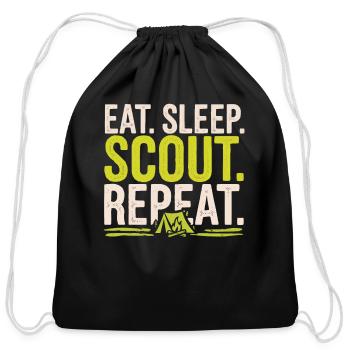 Scout Leader Scouting Campfire Camping Tent - Cotton Drawstring Bag - black - Front