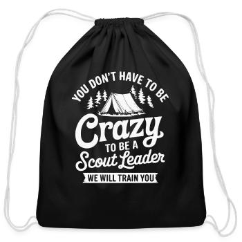 Scout Leader Scouting Campfire Camping Tent - Cotton Drawstring Bag - black - Front