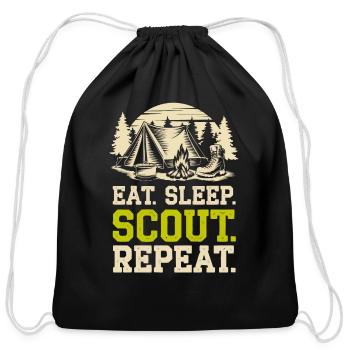 Scout Leader Scouting Campfire Camping Tent - Cotton Drawstring Bag - black - Front